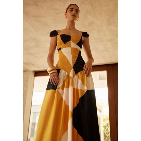 SWF CAP SLEEVE SHIRRED Maxi Dress - Future Focused size S NWT $399 - Picture 2 of 9